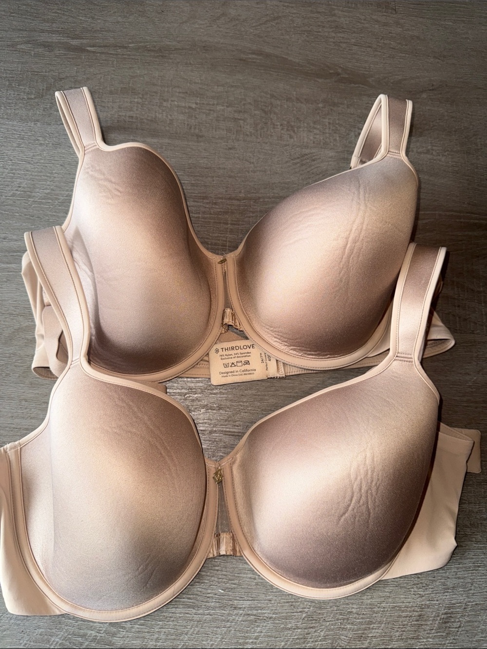 ThirdLove Nude  24/7 Classic T-Shirt Bras. 2pcs 40D